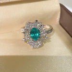 Lab - Created Paraiba Flower Ring & Pendant - floysun