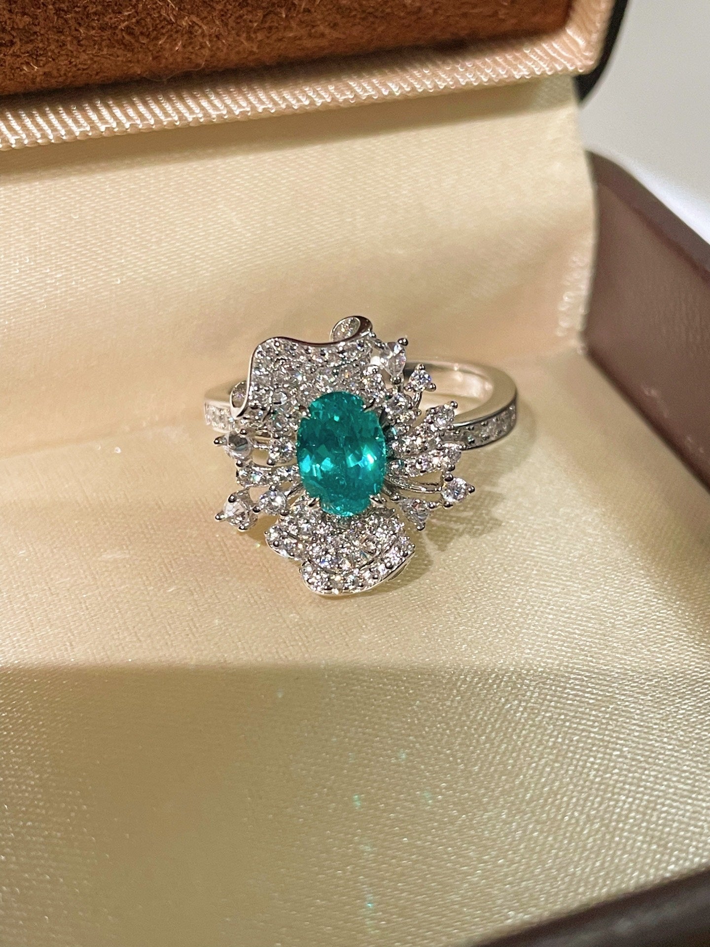 Lab - Created Paraiba Flower Ring & Pendant - floysun