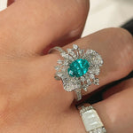 Lab - Created Paraiba Flower Ring & Pendant - floysun
