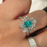 Lab - Created Paraiba Flower Ring & Pendant - floysun