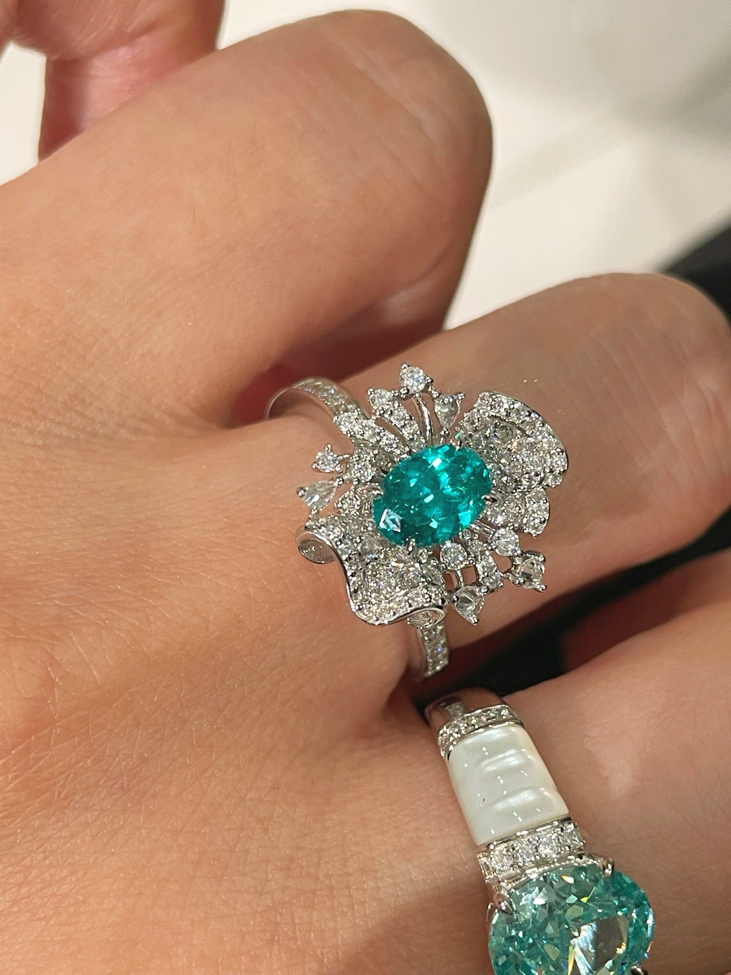 Lab - Created Paraiba Flower Ring & Pendant - floysun