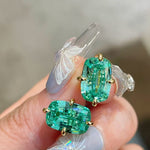 Lab-Grown Green Tourmaline Cushion Earrings - floysun