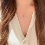 Lab-Grown Green Tourmaline Cushion Pendant Necklace - floysun