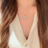Lab-Grown Green Tourmaline Cushion Pendant Necklace - floysun