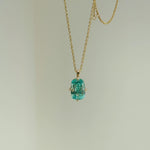 Lab-Grown Green Tourmaline Cushion Pendant Necklace - floysun