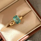Lab-Grown Green Tourmaline Cushion Ring - floysun