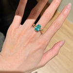 Lab-Grown Green Tourmaline Cushion Ring - floysun