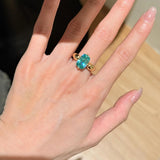 Lab-Grown Green Tourmaline Cushion Ring - floysun