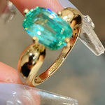 Lab-Grown Green Tourmaline Cushion Ring - floysun