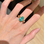 Lab-Grown Green Tourmaline Cushion Ring - floysun