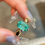 Lab-Grown Green Tourmaline Cushion Ring - floysun