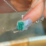 Lab-Grown Paraiba Tourmaline Cushion Pendant Necklace - floysun