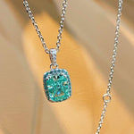 Lab-Grown Paraiba Tourmaline Cushion Pendant Necklace - floysun