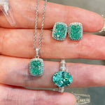 Lab-Grown Paraiba Tourmaline Cushion Stud Earrings - floysun
