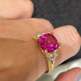 Lab-Grown Pink Diamond Vintage Star Accent Ring - floysun