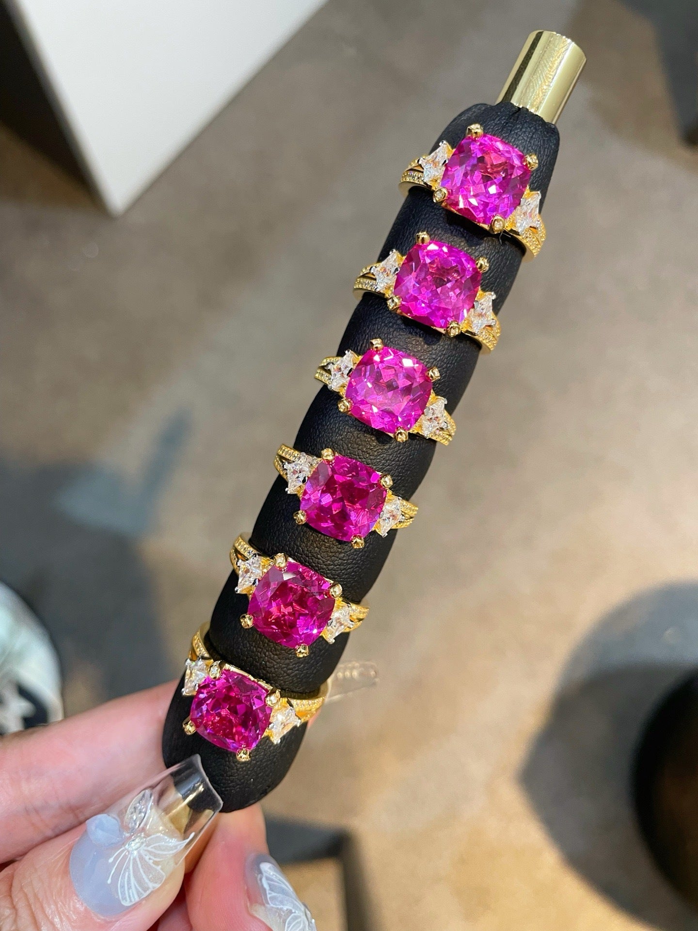 Lab-Grown Pink Diamond Vintage Star Accent Ring - floysun