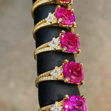 Lab-Grown Pink Diamond Vintage Star Accent Ring - floysun