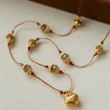 Labradorite & Garnet Heart Pendant Necklace - floysun