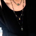 Labradorite & Garnet Heart Pendant Necklace - floysun