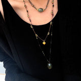 Labradorite & Garnet Heart Pendant Necklace - floysun