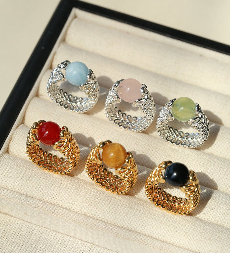 Lace Aura Natural Stone Ring - floysun