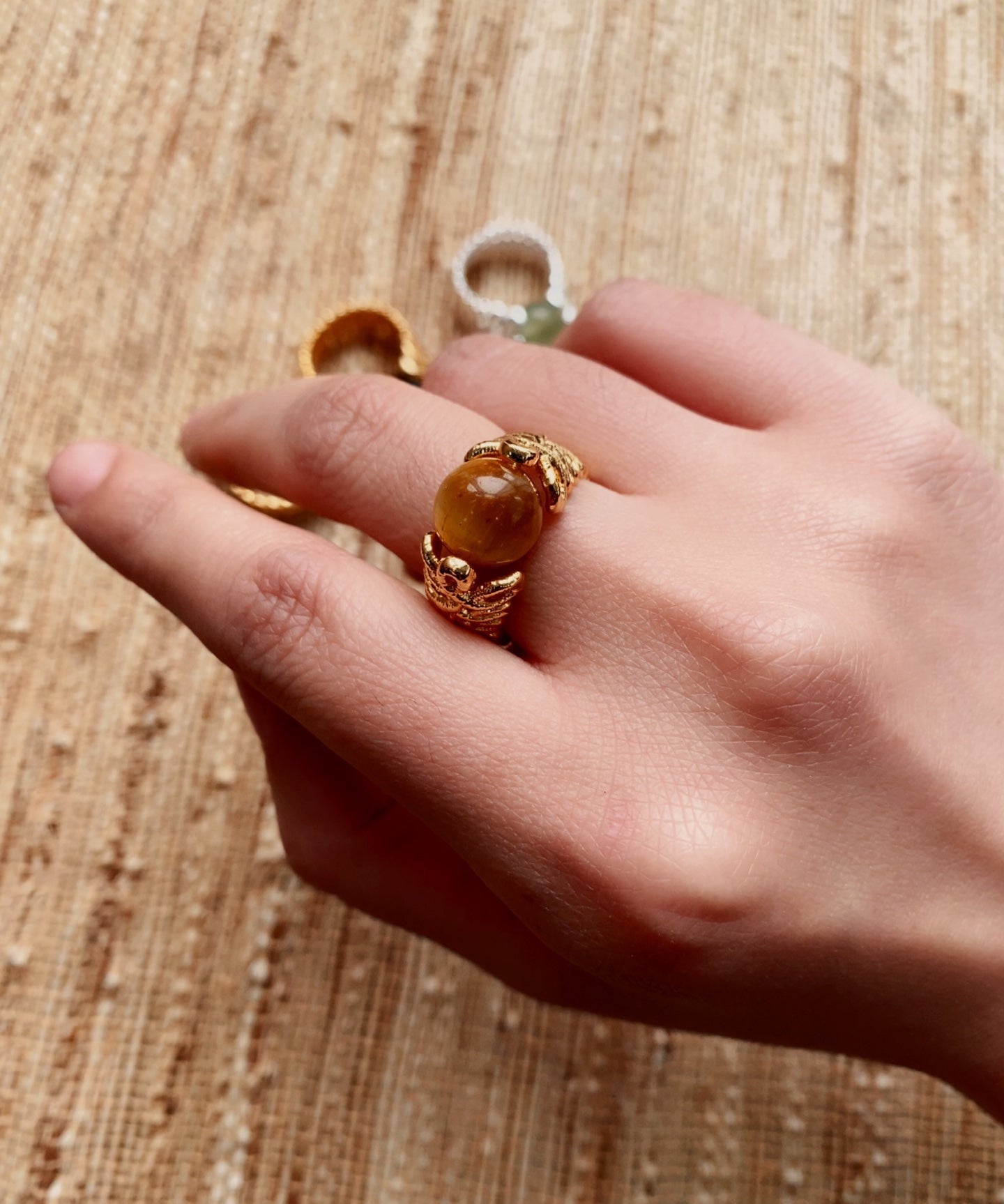 Lace Aura Natural Stone Ring - floysun