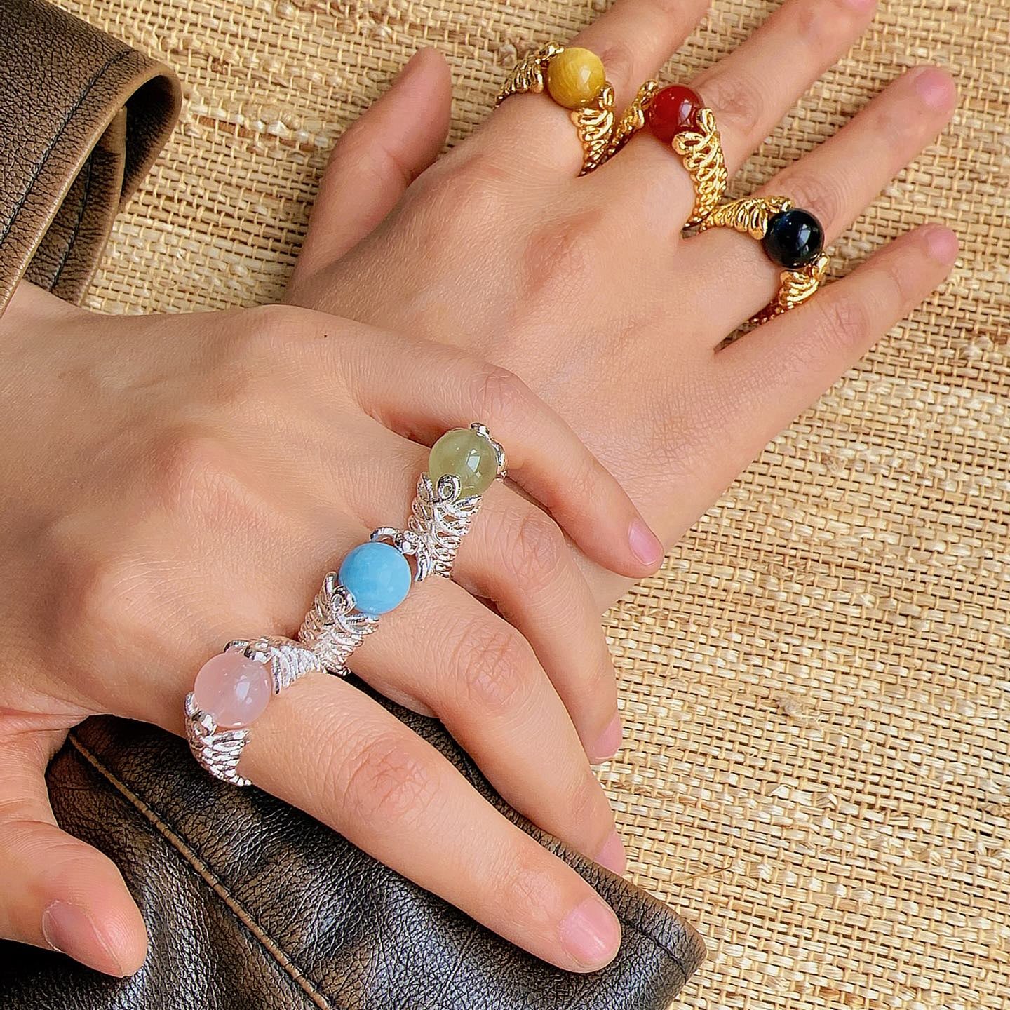 Lace Aura Natural Stone Ring - floysun