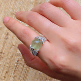 Lace Aura Natural Stone Ring - Prehnite - floysun