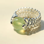Lace Aura Natural Stone Ring - Prehnite - floysun