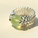 Lace Aura Natural Stone Ring - Prehnite - floysun