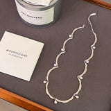 Lace Flower Pearl Choker Necklace – 925 Sterling Silver - floysun