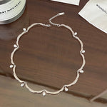 Lace Flower Pearl Choker Necklace – 925 Sterling Silver - floysun