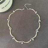 Lace Flower Pearl Choker Necklace – 925 Sterling Silver - floysun