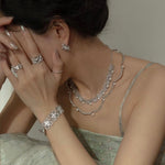 Lace Flower Pearl Choker Necklace – 925 Sterling Silver - floysun