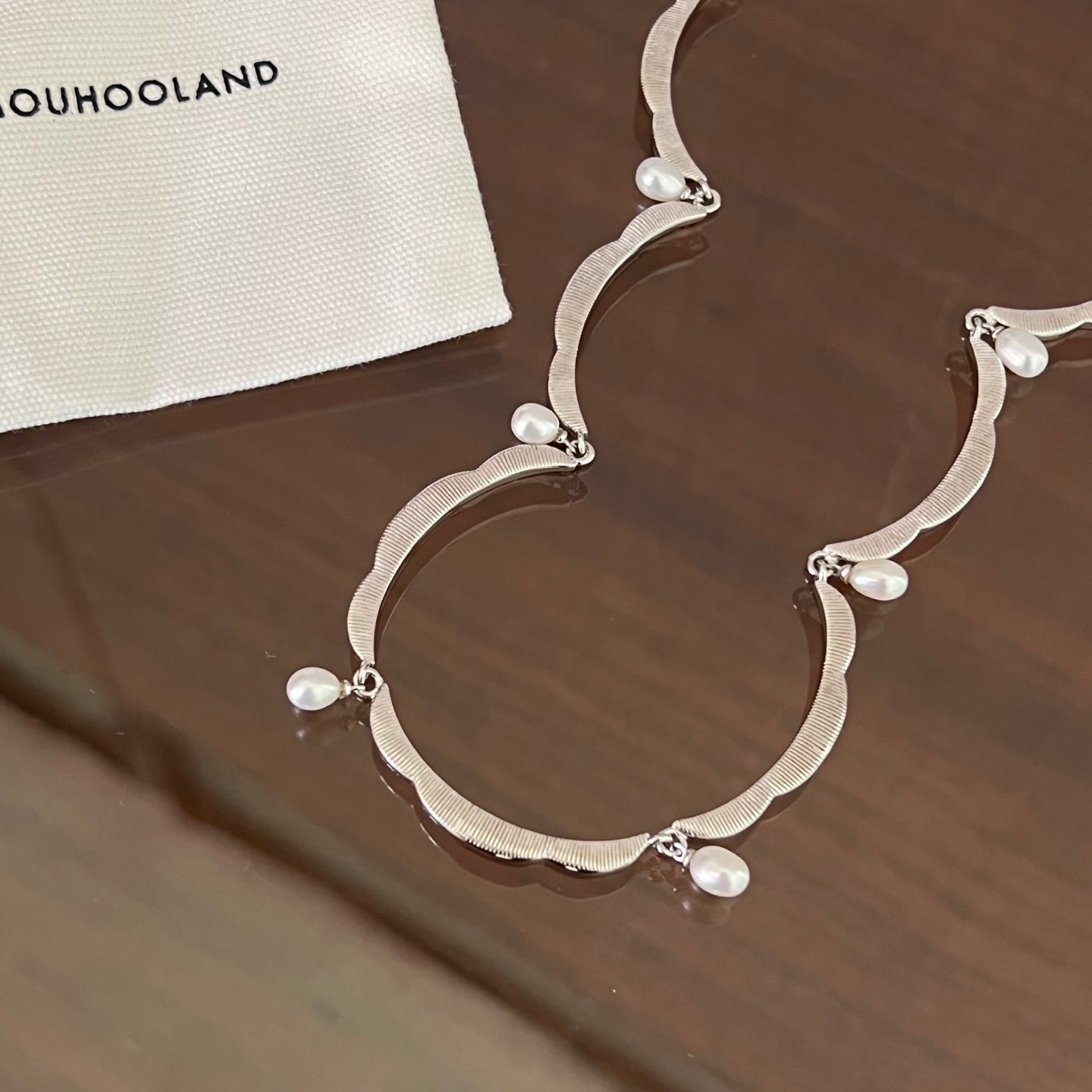 Lace Flower Pearl Choker Necklace – 925 Sterling Silver - floysun