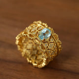Lace Glow Wide Ring - Silver with Brown - floysun