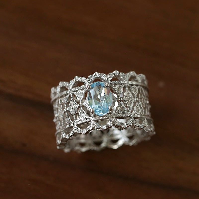 Lace Glow Wide Ring - Silver with Brown - floysun