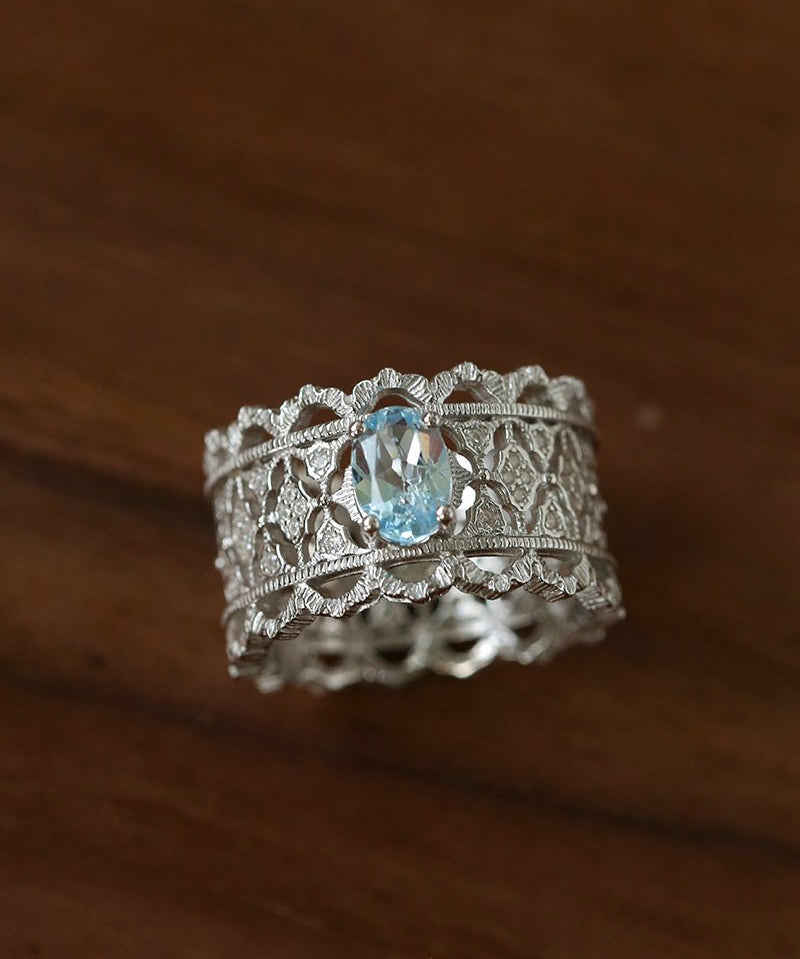 Lace Glow Wide Ring - Silver with Brown - floysun