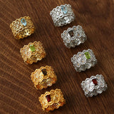 Lace Glow Wide Ring - Silver with Brown - floysun