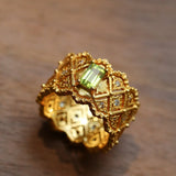Lace Glow Wide Ring - Silver with Brown - floysun