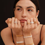 Lace Pattern Diamond Open Bangle - floysun