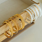 Lace Pattern Diamond Open Bangle - floysun
