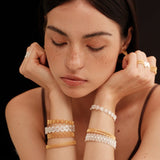 Lace Pattern Diamond Open Bangle - floysun