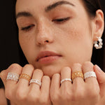 Lace Pattern Diamond Open Ring - floysun