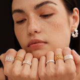 Lace Pattern Diamond Open Ring - floysun