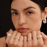 Lace Pattern Diamond Open Ring - floysun