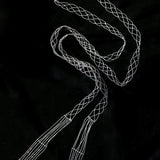 Lace Veil Metallic Long Necklace – Silver With Pearls - floysun