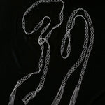 Lace Veil Metallic Long Necklace – Silver With Pearls - floysun