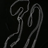 Lace Veil Metallic Long Necklace – Silver With Pearls - floysun