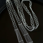 Lace Veil Metallic Long Necklace – Silver - floysun